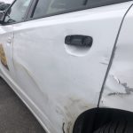 UHP Trooper Troy Giles’ patrol vehicle was hit by a car Wednesday morning. (Stuart Johnson/KSL-TV)