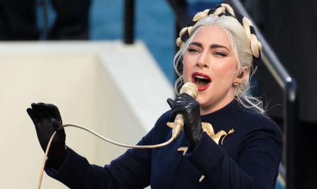 Singer Lady Gaga (L) performs during the 59th Presidential Inauguration at the U.S. Capitol on Janu...