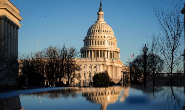 The exterior of the U.S. Capitol building is seen at sunrise on February 8, 2021 in Washington, DC....