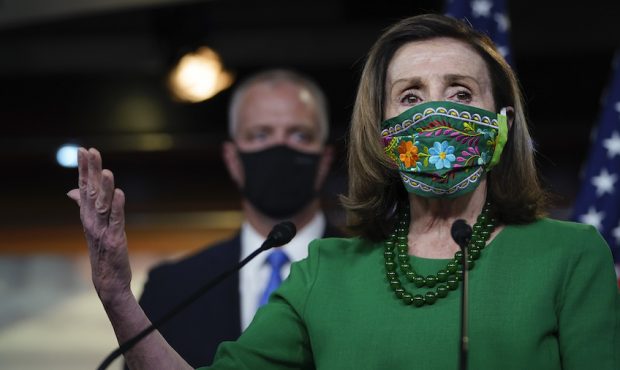 Speaker of the House Nancy Pelosi (D-CA) speaks during a news conference about COVID-19 relief legi...