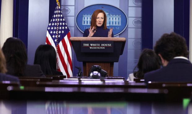 White House Press Secretary Jen Psaki speaks during a news briefing at the James Brady Press Briefi...