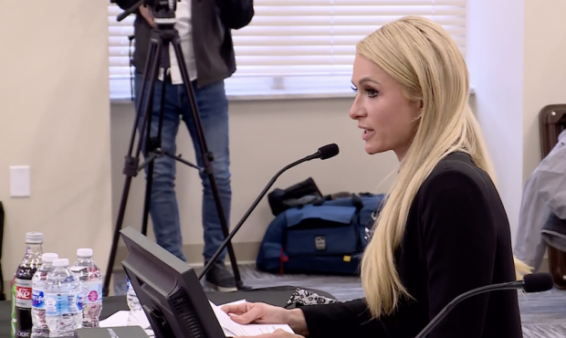 Paris Hilton testifies during the state Senate Judiciary, Law Enforcement and Criminal Justice Comm...