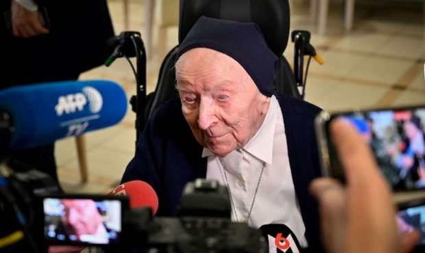 Sister André, pictured in February 2020. (Photo by GERARD JULIEN/AFP via Getty Images)...