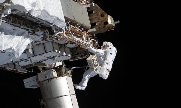 FILE: Astronauts Kate Rubins and Victor Glover Jr. began their spacewalk outside of the Internation...