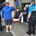 Officer John Oseguera leaves Utah Valley Hospital on March 4, 2021. (Provo Police Department)