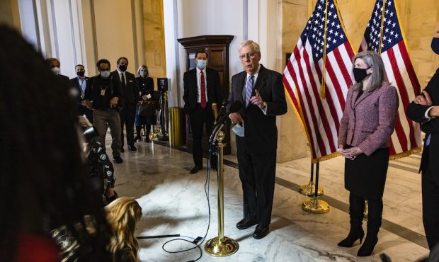 Senate Minority Leader Mitch McConnell (R-KY) holds a press conference following the Senate GOP pol...
