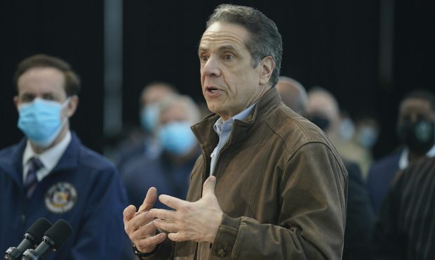 Former New York Gov. Andrew Cuomo speaks at a vaccination site on Monday, March 8, 2021, in New Yor...