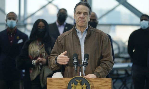 New York Gov. Andrew Cuomo speaks at a vaccination site on Monday, March 8, 2021, in New York. (AP ...