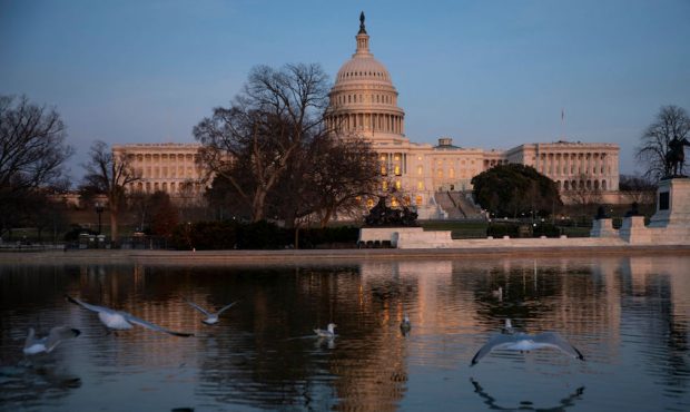 The U.S. Capitol building exterior is seen at sunset on March 8, 2021 in Washington, DC. (Photo by ...