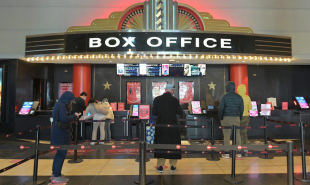 Moviegoers line up at the AMC Loews Lincoln Square box office on March 05, 2021 in New York City. A...