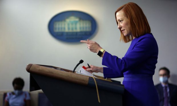 White House Press Secretary Jen Psaki speaks during a daily press briefing at the James Brady Press...