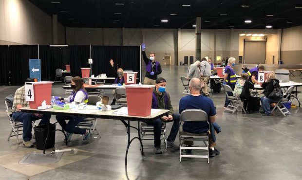 FILE PHOTO: Mass vaccination site at the Mountain America Expo Center in Sandy. (Jed Boal/KSL TV)...