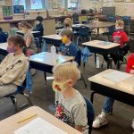 Eli Carter-Smith and his first grade class at Dilworth Elementary are glad to be back in the classroom after nearly a year of online school. (Heather Simonsen, KSL TV)