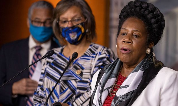 US Rep. Sheila Jackson Lee speaks at a Congressional Black Caucus press conference on Capitol Hill ...