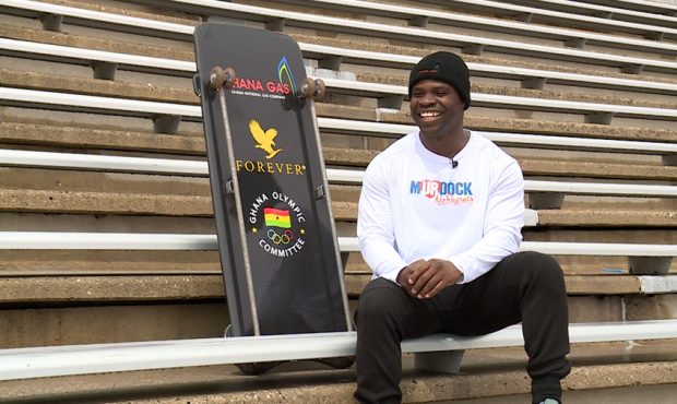 Akwasi Frimpong is training at Kearns High School to represent Ghana in the 2022 Olympics in Beijin...
