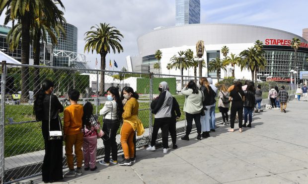 General views of fans outside of the Los Angeles Convention Center during the 63rd Annual GRAMMY Aw...