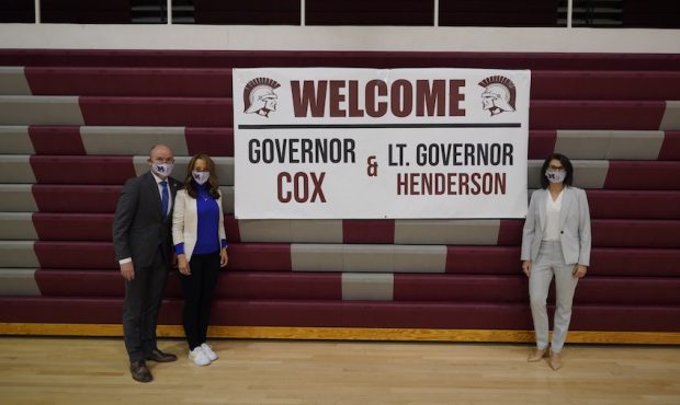 Gov. Spencer Cox celebrates his first 100 days in office with the faculty and students at Morgan El...