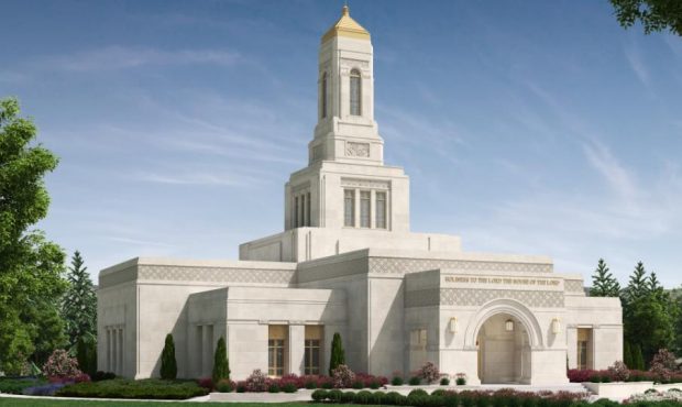 Exterior rendering of the Helena Montana Temple. (Intellectual Reserve, Inc.)...