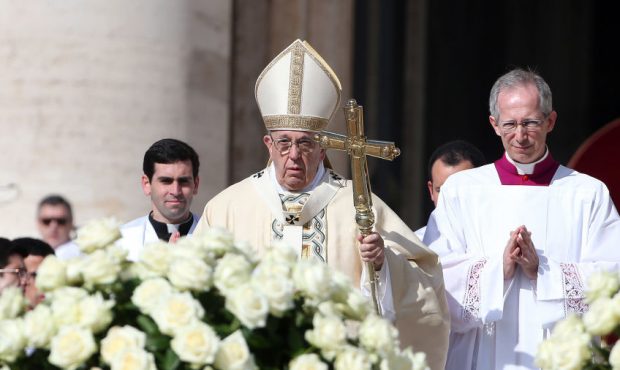 Pope Francis attends the Easter Mass at St. Peter's Square on April 1, 2018 in Vatican City, Vatica...