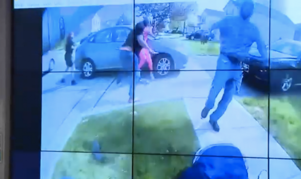In an image from police bodycam video that the Columbus Police Department played during a news conf...