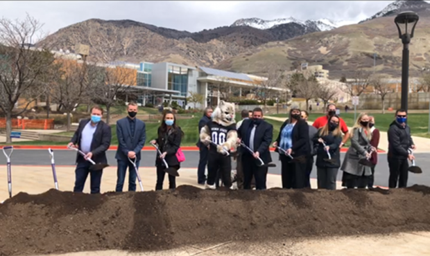 Groundbreaking ceremony for the Ogden/WSU Bus Rapid Transit Project. (Used by permission, UTA)...