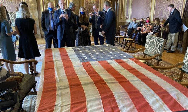 The original 45 star flag was unfurled at the State Capitol.  (KSL TV)...