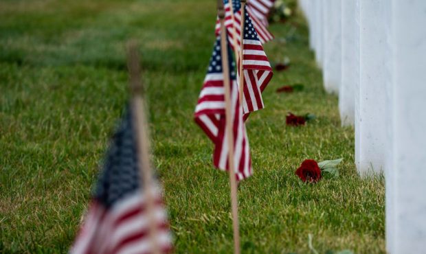 Memorial Day Flowers Foundation volunteers placed flowers at Arlington National Cemetery on May 30,...