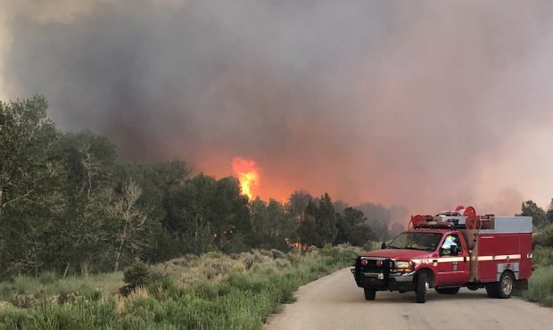 Crews at the Pack Creek Fire in southeastern Utah on June 15, 2021. (Utah Fire Info/Twitter)...