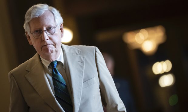 Senate Minority Leader Mitch McConnell (R-KY) walks from his office to the Senate floor at the U.S....