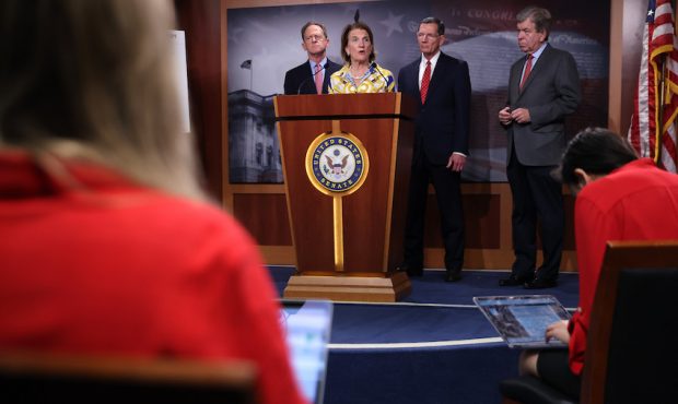 FILE: Sen. Shelley Moore Capito (R-WV), lead Republican negotiator with the Biden administration on...