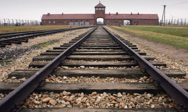 FILE: The railway tracks leading to the main gates at Auschwitz II - Birkenau. The camp was built i...