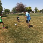 Steve Harris plays soccer with three of his kids, Sara, Ben, and Sam Harris. He says coaching allows him to spend time with his kids and play sports which are two of his favorite things. (KSL TV)