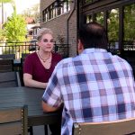 Operations manager Julie Hiatt explains to KSL’s Matt Gephardt why Tsunami Restaurant changed to a water-upon-request policy. (KSL TV)