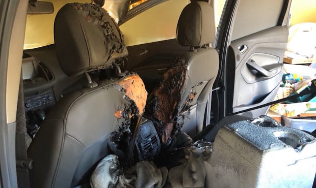 9V batteries kept in a paper bag ignited the fire that scorched Jane Jensen’s car. She had planne...