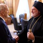 President Russell M. Nelson greets His Eminence Archbishop Elpidophoros of the Greek Orthodox Archdiocese of America on July 22, 2021. (Used with Permission: The Church of Jesus Christ of Latter-day Saints)