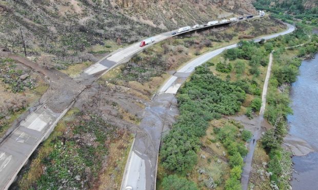 I-70 is closed in Colorado due to mudslides in Glenwood Canyon. (Colorado Dept. of Transportation v...