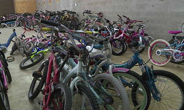Inside the Free Bikes 4 Kids warehouse. (KSL TV)...