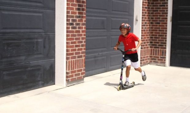 12-year-old Garrett Thorell loves to ride his scooter and do tricks with his friend in the neighbor...