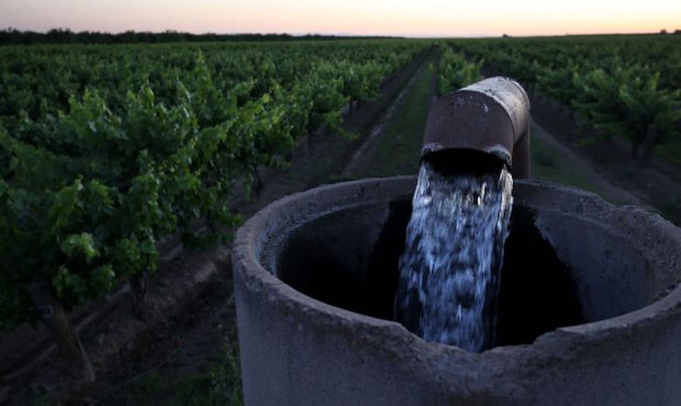 FILE -- Well water is pumped into an irrigations system at a vineyard on May 25, 2021 in Madera, Ca...