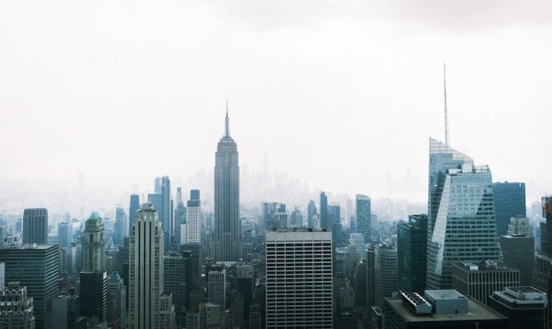 The  Manhattan skyline continues to sit under a haze on July 21, 2021 in New York City. According t...