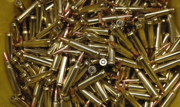 FILE: A bucket full of AR-15, .233 or 5.56 caliber ammunition is shown at Barnes Bullets on March 5...