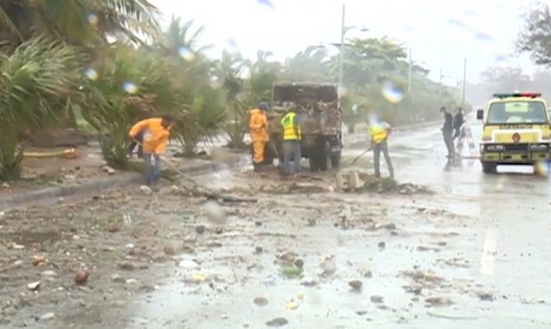 This image shows aftermath of tropical storm Elsa in the Dominican Republic. (Telesistema)...