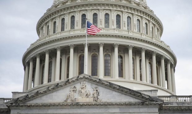 The exterior of the U.S. Capitol is seen during a rare Saturday session on August 7, 2021 in Washin...