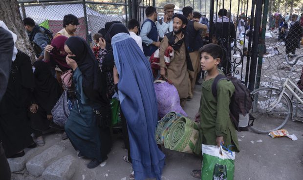 Displaced Afghans from the northern provinces are evacuated from a makeshift IDP camp in Share-e-Na...