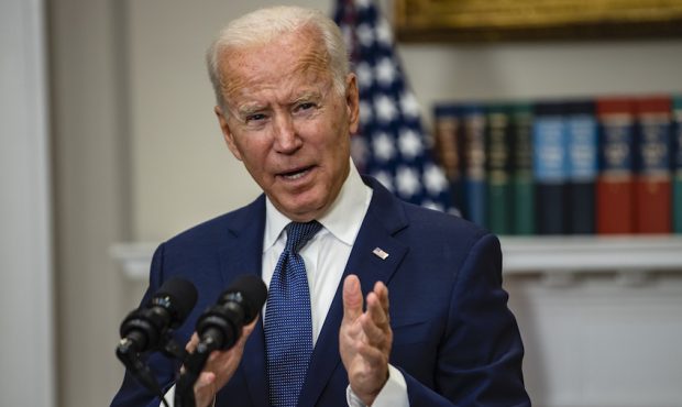 President Joe Biden speaks in the Roosevelt Room on the continuing situation in Afghanistan and the...
