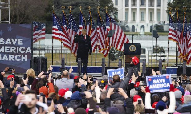 FILE: President Donald Trump arrives at the "Stop The Steal" Rally on Jan. 6, 2021, in Washington. ...