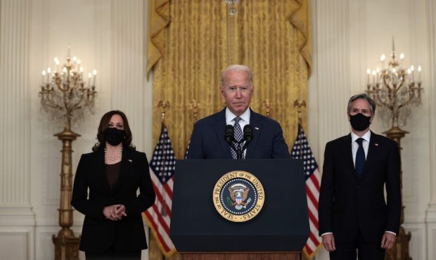 President Joe Biden delivers remarks on the U.S. military’s ongoing evacuation efforts in Afghani...