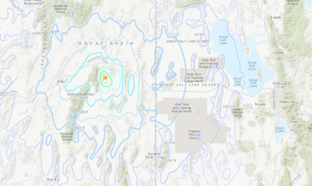 The earthquake's epicenter was about 14 miles southeast of Wells, Nevada. (USGS)...