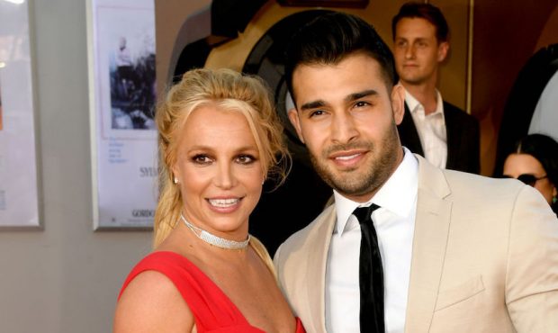 Britney Spears (L) and Sam Asghari arrive at the premiere of Sony Pictures' "One Upon A Time...In H...