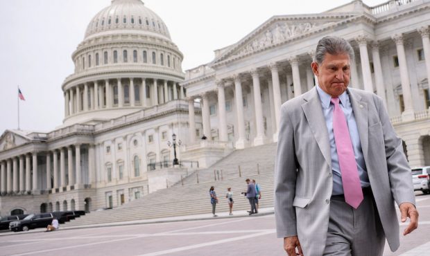 FILE: Sen. Joe Manchin (D-WV) leaves the U.S. Capitol following a vote on August 03, 2021 in Washin...